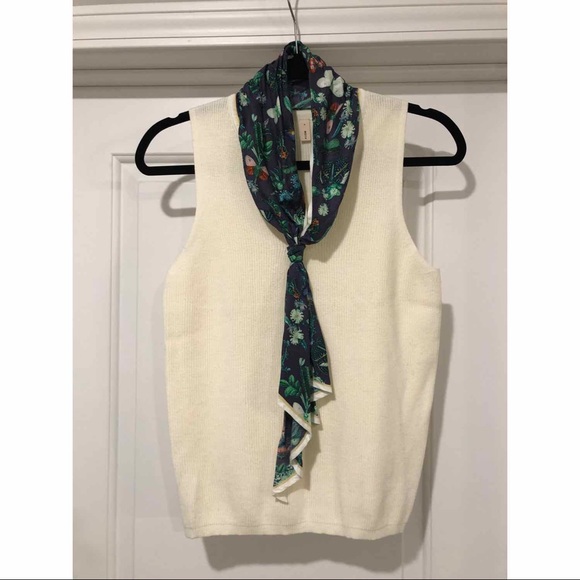 Anthropologie Moth Scarf Tie Sweater Tank - Picture 2 of 6